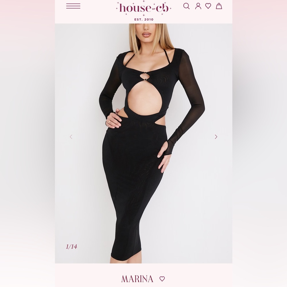 House of CB Black Mesh (double lined) Cut-out Midi Dress